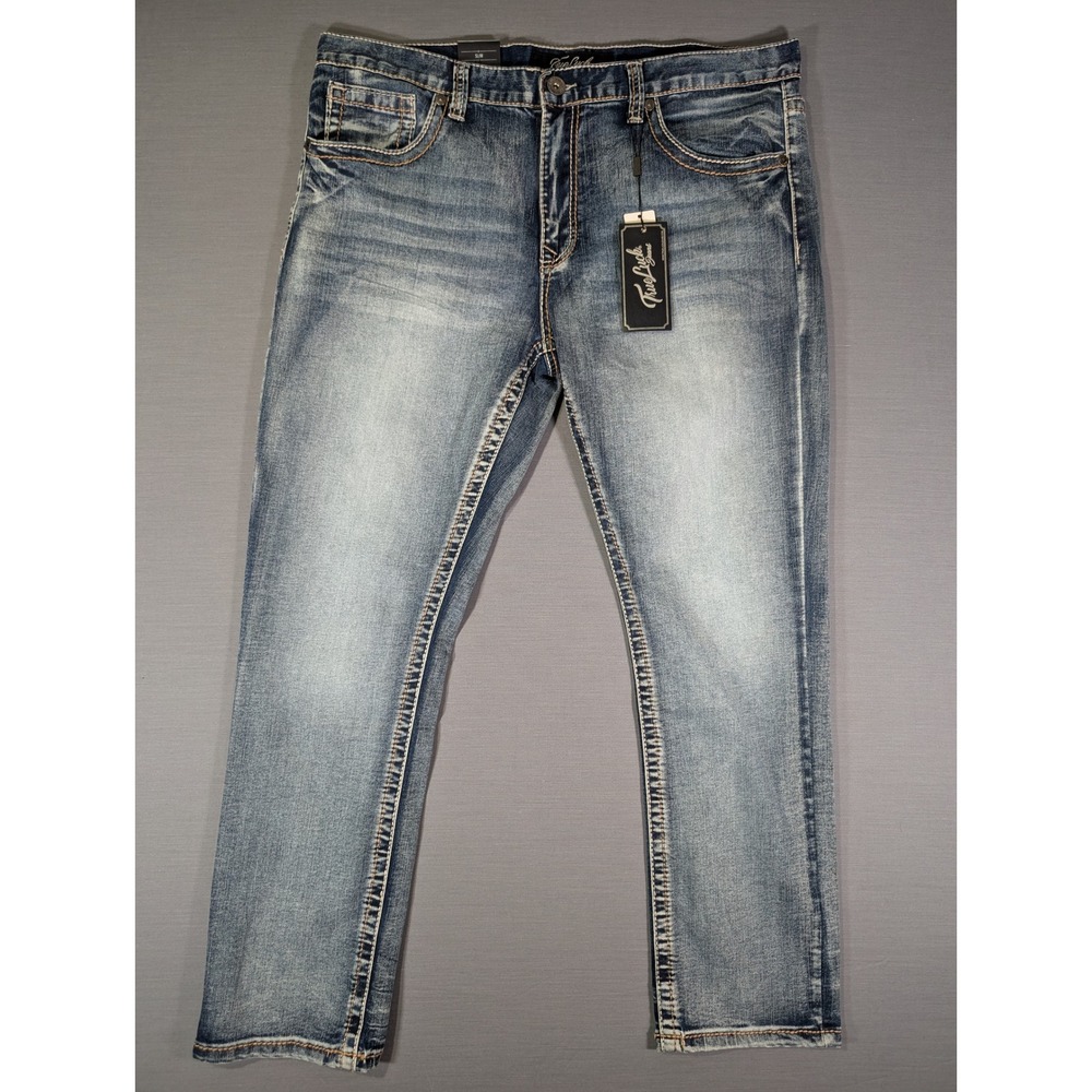 True Luck Jeans Mens 38x30 Slim Fit Classic Stretch Medium Wash Denim TL20152107